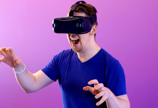 A man wearing VR headset.